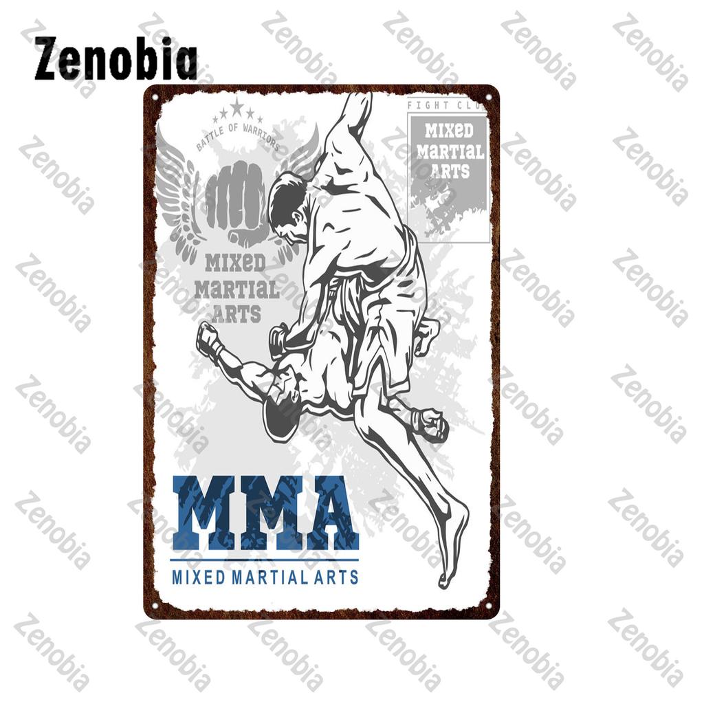 Металлический знак ММА, смешанные боевые искусства, бойцовский клуб, металлический плакат, жестяные знаки, винтажная табличка, декоративная тарелка, боксерский ринг, клуб, спортивный зал, декор