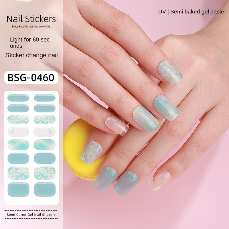 Gel Manicure Stickers Illuminated Semi-cured Nail Stickers Hot Stamping