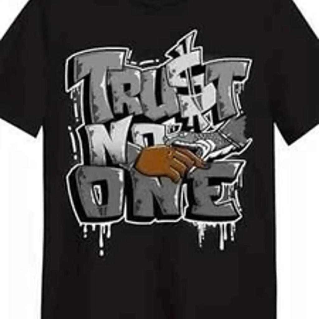 Black Cotton Unisexs T Shirt Trendy Trust No One Graffiti Print Edgy Snake vintage Washed Breathable graphic Casual Stylish