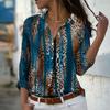 Vertical Leopard Print Print Women Blouse Spring Autumn Femme Office Lady Button Up Turn Down Collar Shirts