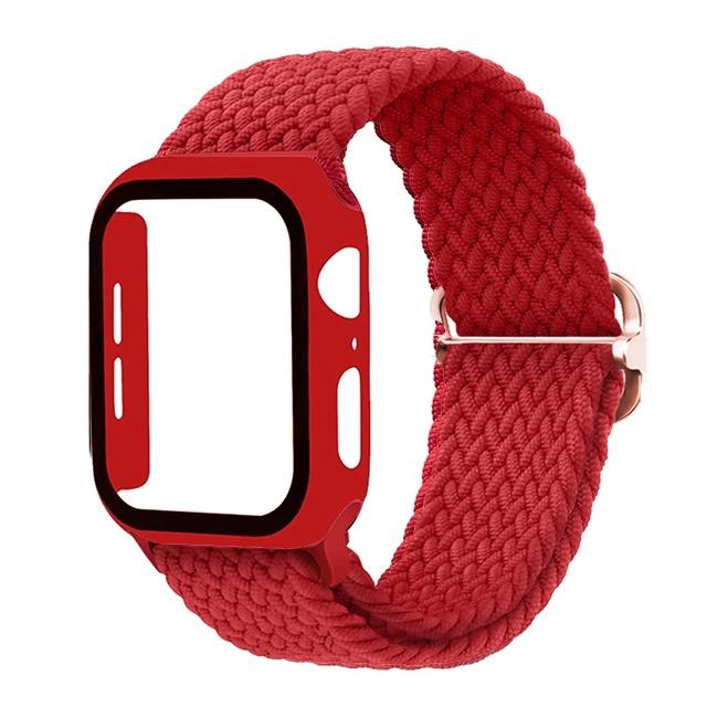 Стеклянный корпус плетеный ремешок Solo Loop для Apple Watch 45/44 41 40 мм 42 мм 38 мм эластичный браслет для Iwatch Series 8 Se 7 6 5 4 3