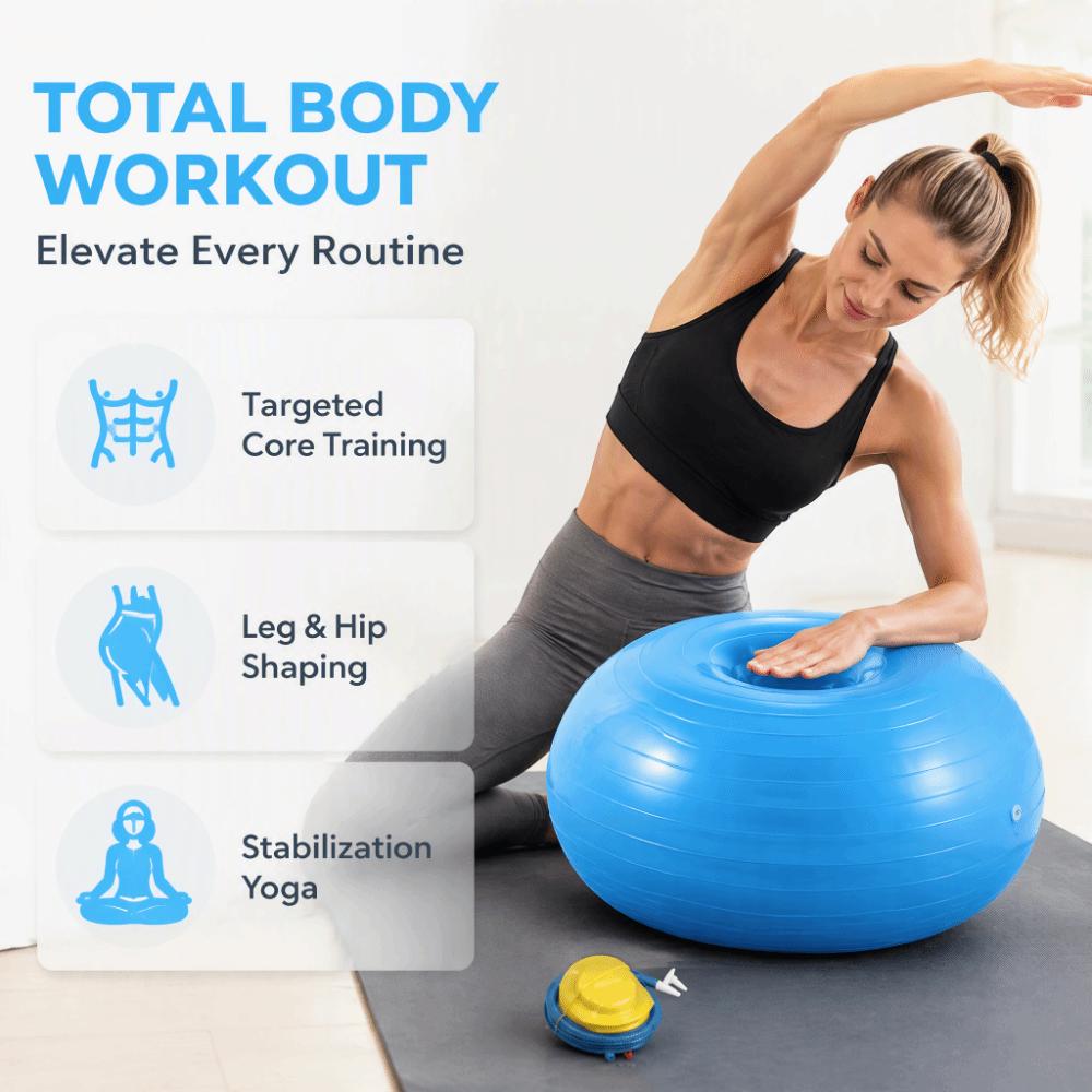 Workout Ball Donut Yoga Ball With Inflatable Pump Stability Exercise Ball for Yoga Pilates