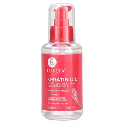 Luseta Beauty, Кератиновое масло, невесомая разглаживающая восстанавливающая сыворотка для волос, 3,38 жидких унции (100 мл)