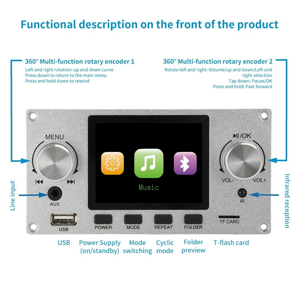 2.8-inch TFT Amplifier Bluetooth DC 4.5-5.0V 5W MP3 Decoder Board Car Audio USB TF FM Radio Module MP3 Player Color Screen