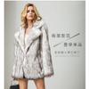 Autumn and Winter Women's White Background and Black Tip Mid-length Suit Jacket Coat Artificial Fur Imitation Leather Jacket