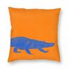 Blue Gator On Orange Square Pillowcase Polyester Linen Velvet Printed Zip Decor Pillow Case Home Cushion Case