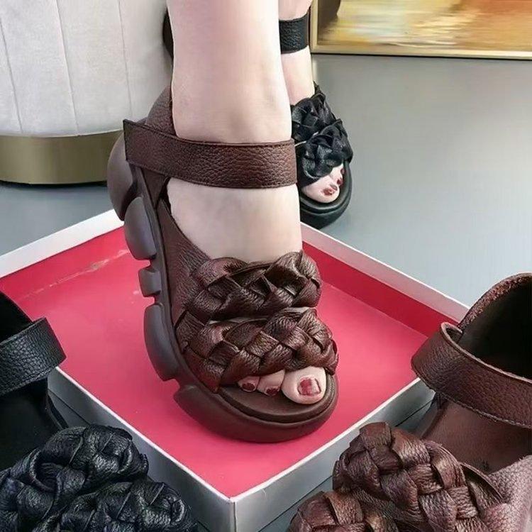 Римские сандалии на толстой подошве летние новые с платформой сказочный стиль с юбкой мягкая подошва пляжные туфли сандалии