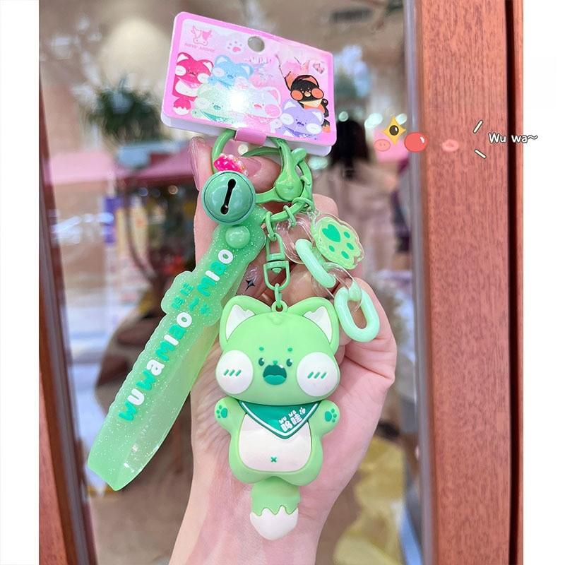 Cute Cartoon Cat Silicone Keychain Originality Bag Pendant For Gift Kids