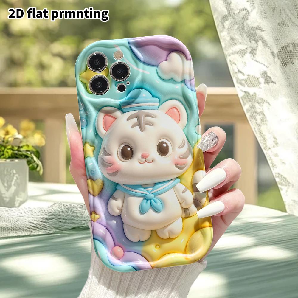 Phone Case: 2D flat design suitable for iPhone 18 17 16 15 14 13 Pro protective case, Sailor Little Tiger, perfect Christmas and Halloween holiday gif