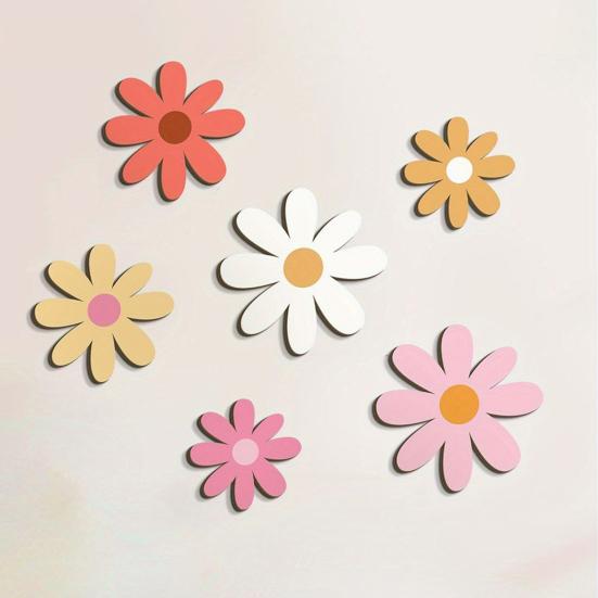 6 шт./набор Деревянное украшение на стену в виде цветов Фермерский дом Деревенский Цветочный Настенный арт для дома