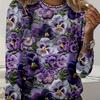 Floral Print Long Sleeve T-Shirt - Classic Crew Neck, Ultra-Casual, Long Sleeve Comfort