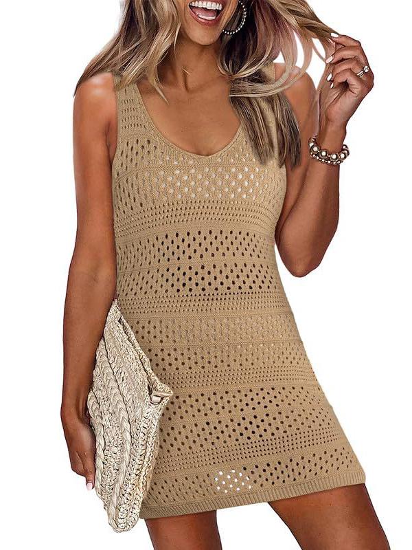 Женский трикотажный купальник-накидка 2024 года: Солнцезащитная пляжная юбка без рукавов в европейском и американском стиле