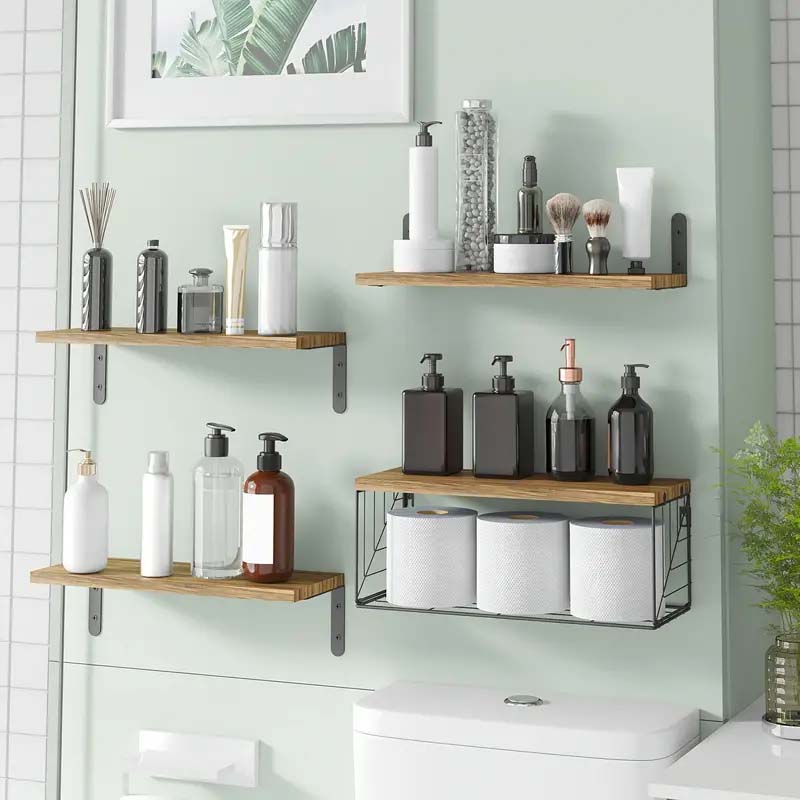 Плавающие полки для ванной комнаты, организация хранения вещей, подвесные полки для хранения вещей, настенный декор в деревенском стиле для спальни, кухни, гостиной