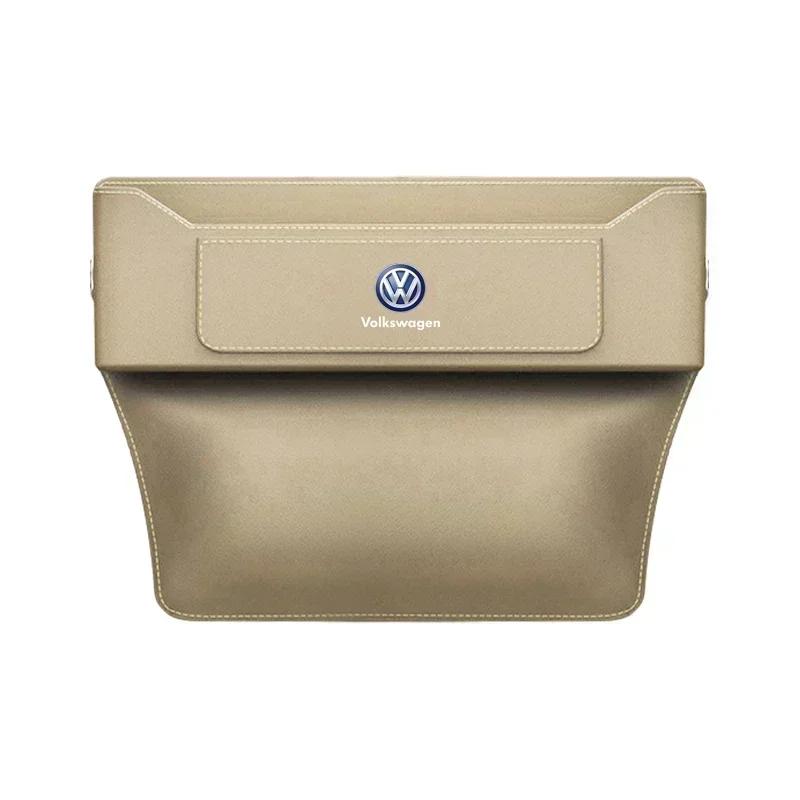 ear1 For VOLKSWAGEN VW Polo B6 2025 Hot For Volkswagen Car Seat Gap Organizer Leather Storage Box Auto Interior Accessories For VW Vo