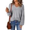 Осень и Зима Новинка Женский Универсальный Повседневный Пуловер Свитерок из Чистого Хлопка Легкий Вязаный с V-образным Вырезом и Длинными Рукавами