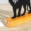 Metal Lion Statue Figurine Hollow Iron Animal Sculpture with Wood Base Table Centerpieces Decors Home Desktop Ornament