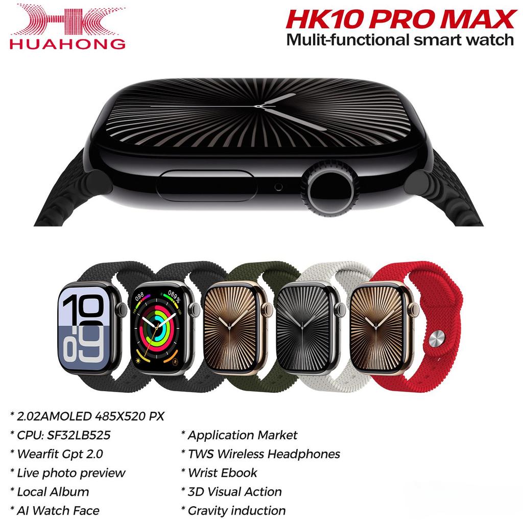 2024 HK10 Pro Max Smart Watch Series 10 для мужчин AMOLED Video Music 3D Menu Fitness Tracker Women Series Smartwatch для IOS Android