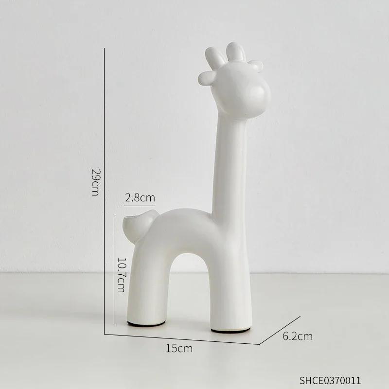 Милая керамическая ваза с оленями для сухоцветов, украшения дома, офисных аксессуаров, милый садовый декор, контейнер для цветов в виде животных, подарок