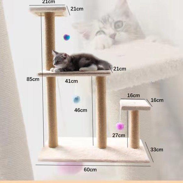 Колонна для восхождения кошек: Универсальная платформа для прыжков и когтеточка Four Seasons с рамкой-гнездом