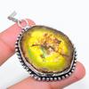 Natural Yellow Solar Quartz Gemstone 925 Sterling Silver Pendant 2.36" m9I48