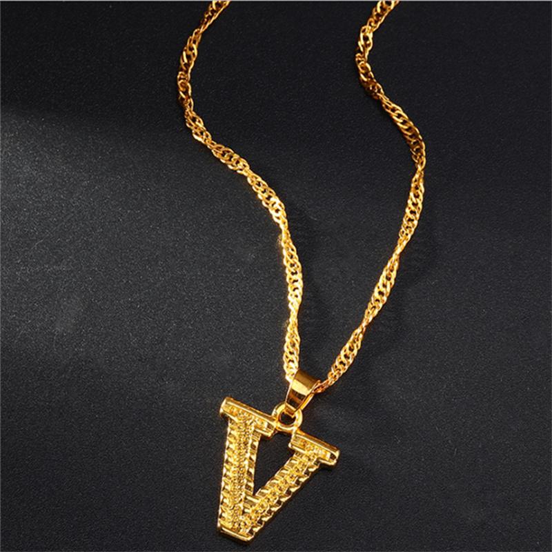 26 Букв Позолоченная Подвеска Ожерелье Аксессуары Ожерелье с Инициалом для Женщин Изящная Золотая Подвеска с Буквами от A до Z