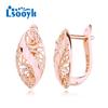 LSOOYH серьги-клипсы цвета розового золота, модные серьги для женщин, полые серьги-гвоздики, ювелирные изделия