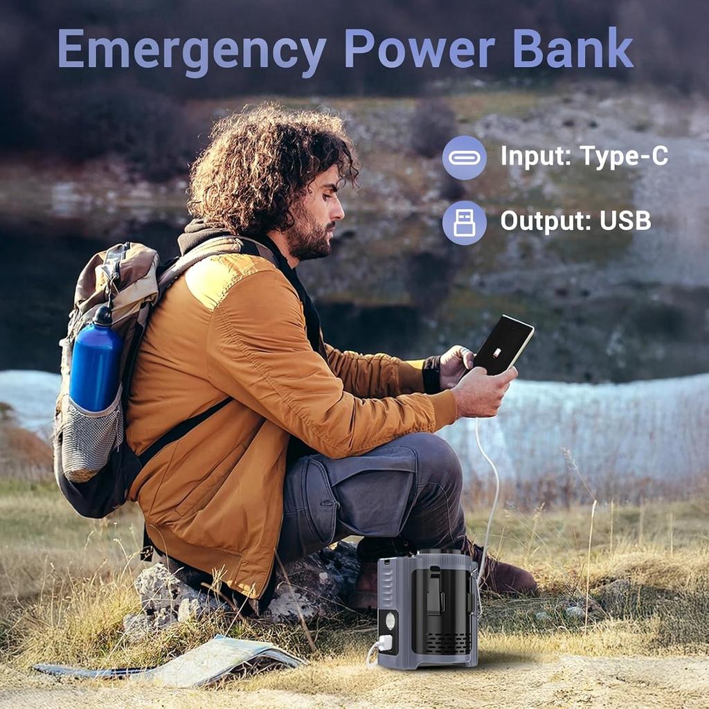 Beltcage Fan with 5 Speed Levels, 10000mAh Rechargeable Neck Fan, Power Bank, LED Lighting, Hands-Free Cooling Fan for Outdoor Life, Camping, Hiking