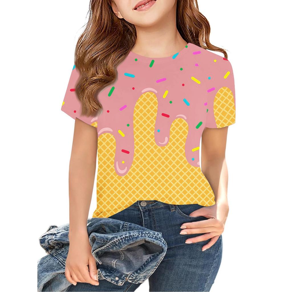 Toddler Girl Boy T-Shirts Kids Top Boys And Girls Printed Short Sleeved T-shirt 2-12Y