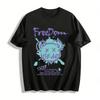 Футболка с принтом Freedom Bear Graffiti Slogan Streetwear Повседневная Крутая Верхняя часть Футболка из чистого хлопка
