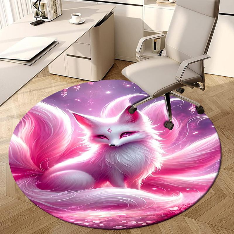 1PC Fox Non-Slip Floor Round carpet, Office, family, bedroom, Large Area Rug Indoor Rugs, Durable PolyesterH0367