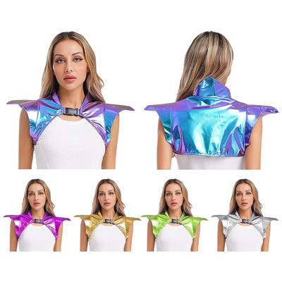 Готический стимпанк бронежилет для женщин - Блестящий металлический воротник паулдрон костюм наплечник