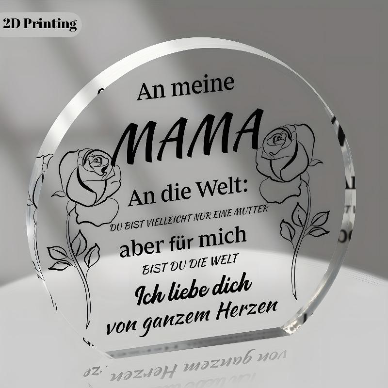2D плоская немецкая надпись "An Meine MAMA" Акриловая настольная декоративная табличка, дизайн с розами, домашний декор, табличка для подвешивания на стену, декоративное украшение для сада
