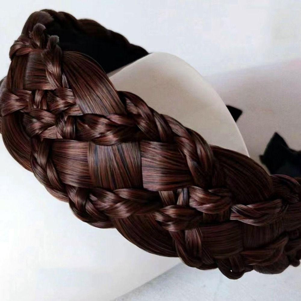 Braid Twist Braided Korean Style Headwear Female Hairbands Six Strand Wig Headband Wide Hair Hoop