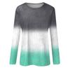 Женская модная повседневная футболка с длинными рукавами и круглым вырезом с градиентным цветом
