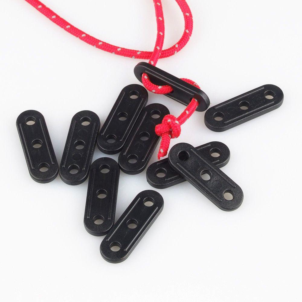 Black Camping Tent Accessory 3 Holes Rope Fastener Tightening Hook Wind Ropes Buckle Tensioner Lock