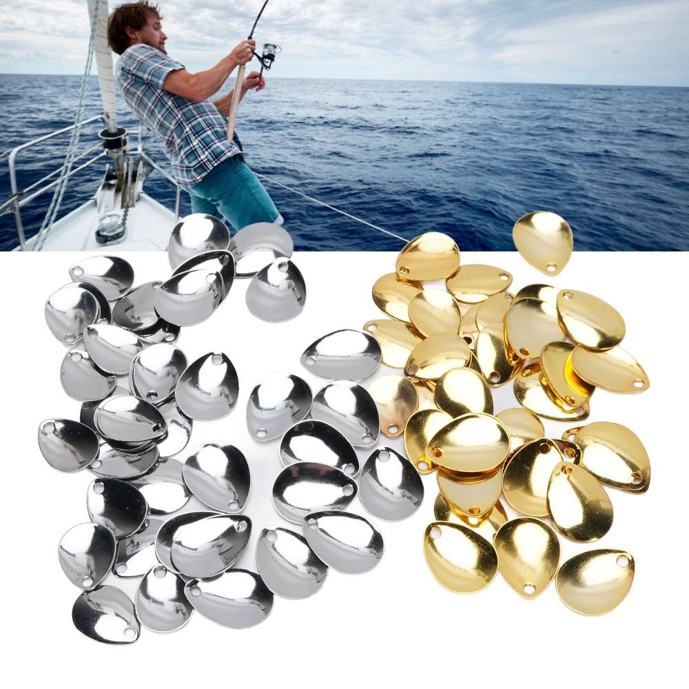 80PCS Iron Fishing Rotating Blades Gold and Silver Fishing Spinner Blades Fishing Lure Accessories