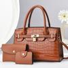 Women's Bag, Stone Pattern Handbag, Mother and Child Bag, Three-piece Set, Large-capacity Shoulder Bag.