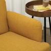 Velvet Feel Fabric 2 Seater Sofa, Small Sofa Loveseat with 21cm Thick Padding and Wood Legs, Yellow