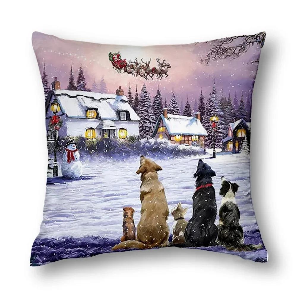 Christmas Cushion Cover Living Room Decoration Cushion Cover Home Decoration Pillowcase Art Cushion Cover 45X45Cm