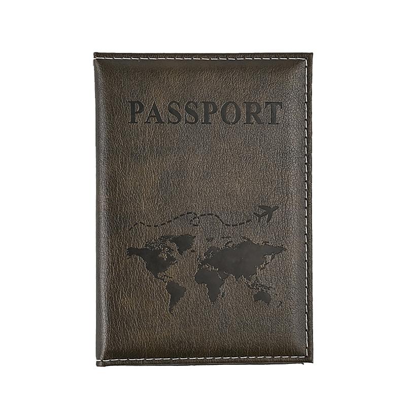 Pu Leather Card Case Cover Unisex Simple Passport Cover World Thin Slim Travel Passport Holder Wallet Gift