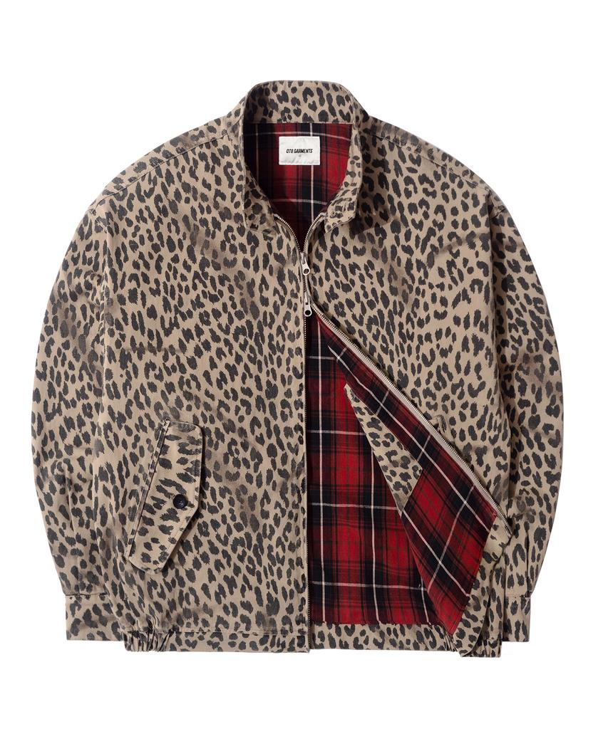 Qt8 Garments Lb Washed Leopard Harrington Jacket (Beige)