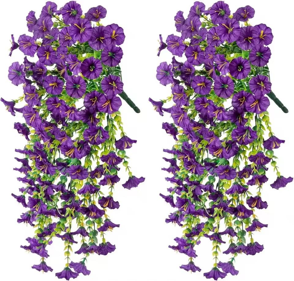 1/10PCS Artificial Morning Glory Hanging Flowers Fake Flower Outdoor Home Garden Wall Hanging Petunias Plants Wedding Decoration