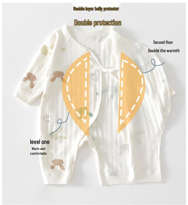 Комбинезон с длинным рукавом из чистого хлопка для новорожденных: Круглогодичный боди без костей для мальчиков и девочек