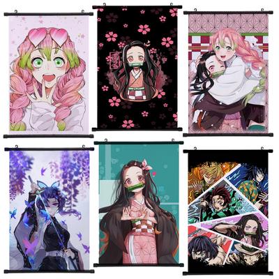 Истребитель демонов Незуко Постер Мультяшный Kimetsu No Yaiba Свиток Постер Настенный Свиток Постер Популярный Узор Живопись Постер