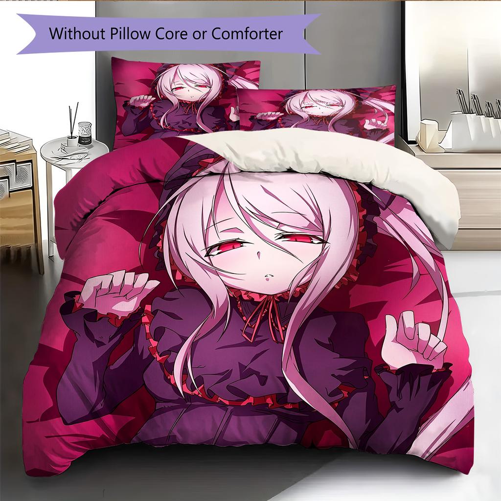 Vampire Schoolgirl Pattern Bedding Quilt Set Home Decoration Gift (1 * duvet cover + 2 * pillowcase without core)