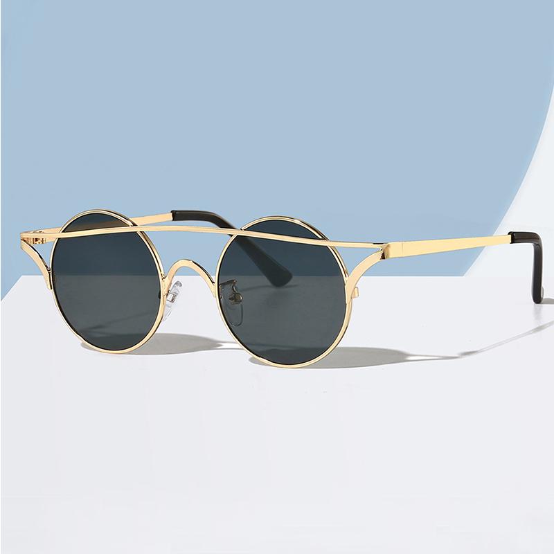 Fashion Sunglasses Retro Women's Glasses Metal Cat Eye Sunglasses Polygonal Personality Trendy Sunglasses 12
