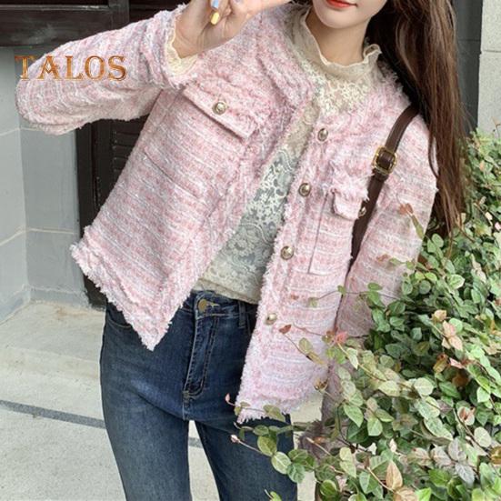 Женская куртка в стиле знаменитостей, короткая, с круглым вырезом, длинными рукавами, однобортный кардиган, рваное пальто, верхняя одежда осень-зима