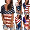 Independence Day Women's Casual V-Neck Loose Short Sleeve T-Shirt Blouse Tops