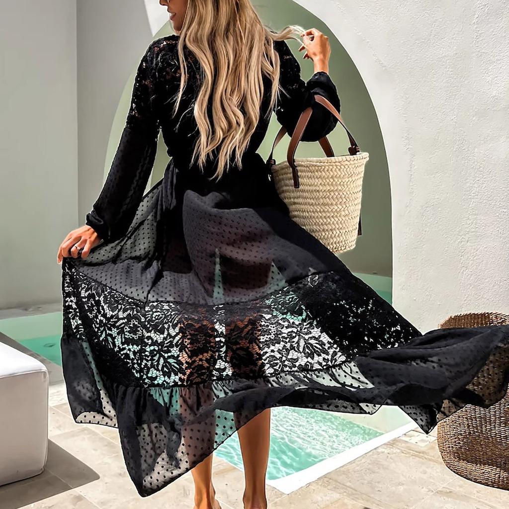 Женская однотонная куртка, свободная шифоновая вставка, кружевная рубашка с защитой от солнца, блузка