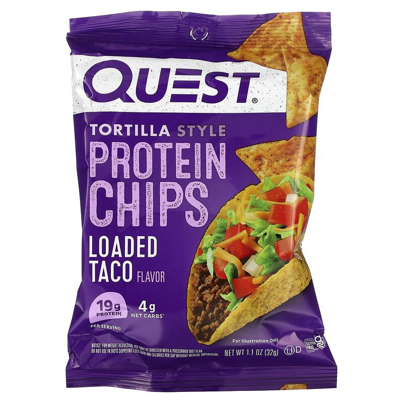 Tortilla Style Protein Chips, Loaded Taco, 8 Bags, 1.1 oz (32 g) Each